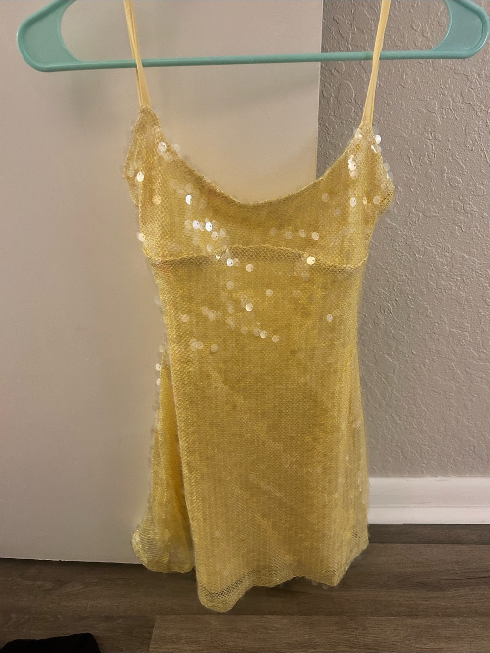 Tiger Mist Yellow Sequin Slip Dress